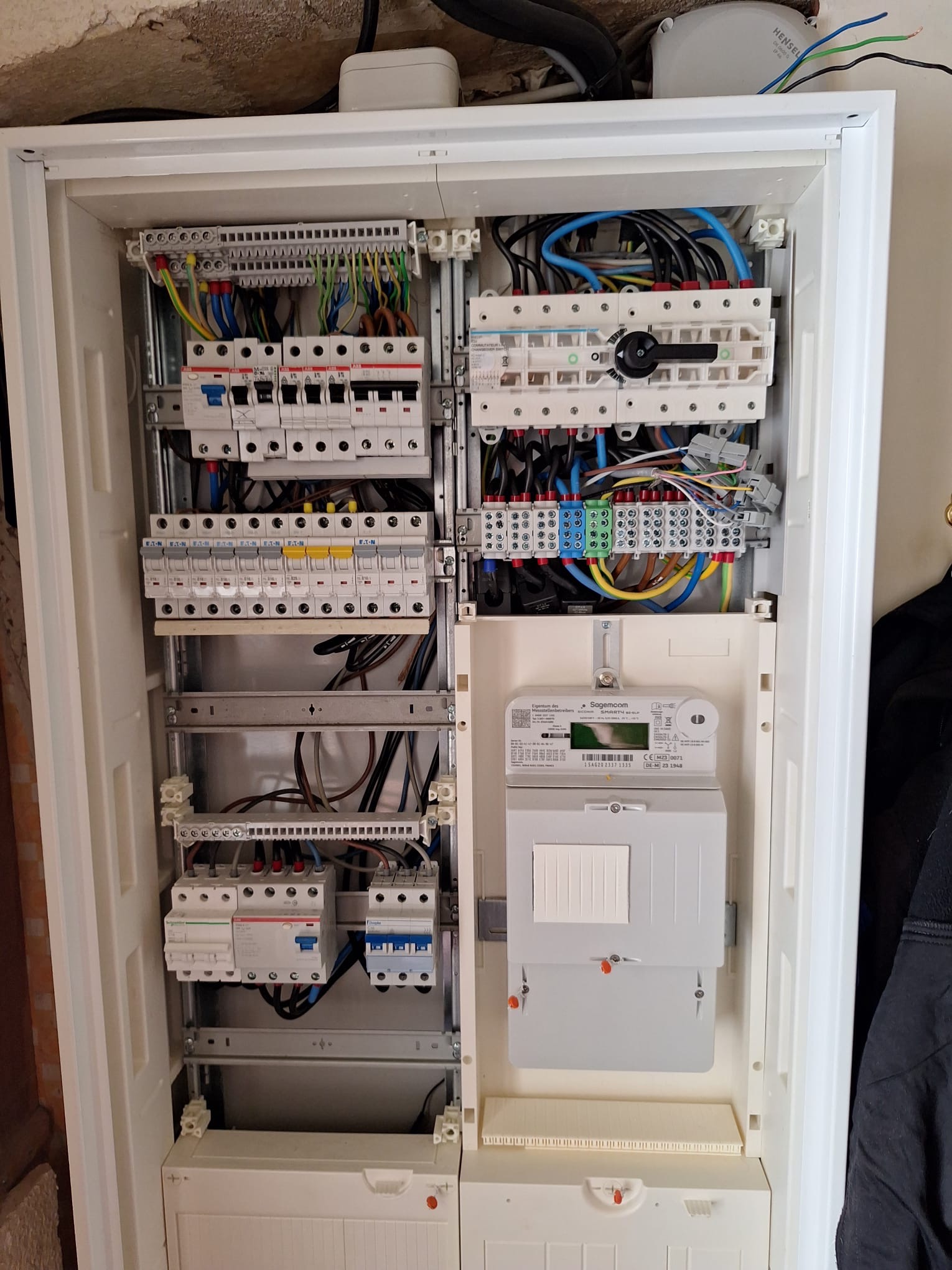 Vollbestückter Zählerschrank mit Verkabelung